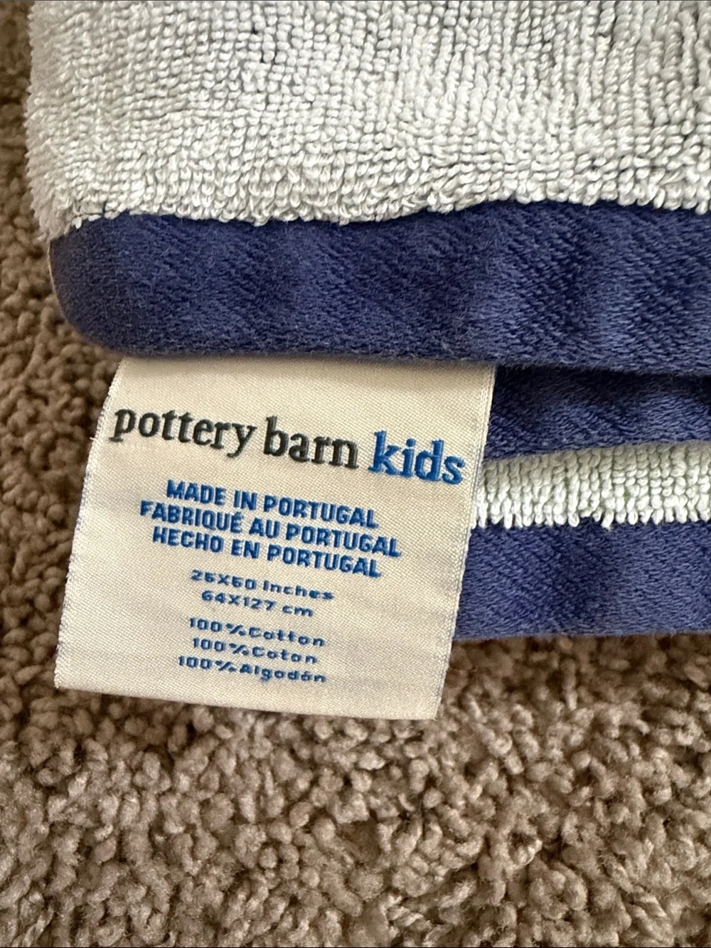 Pottery Barn Kids Blue, Green & Teal Alphabet Animal Towels